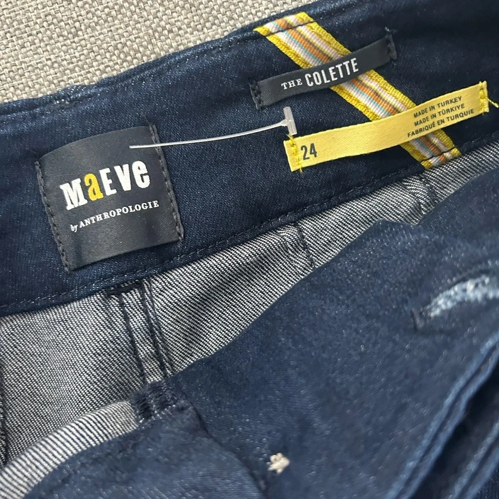 Anthropologie The Colette Crop High-Rise Wide-Leg Dark Blue Jeans by Maeve - Picture 12 of 14